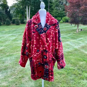NWT Free People Patchwork Cocoon Fur Coat Jacket Oversized